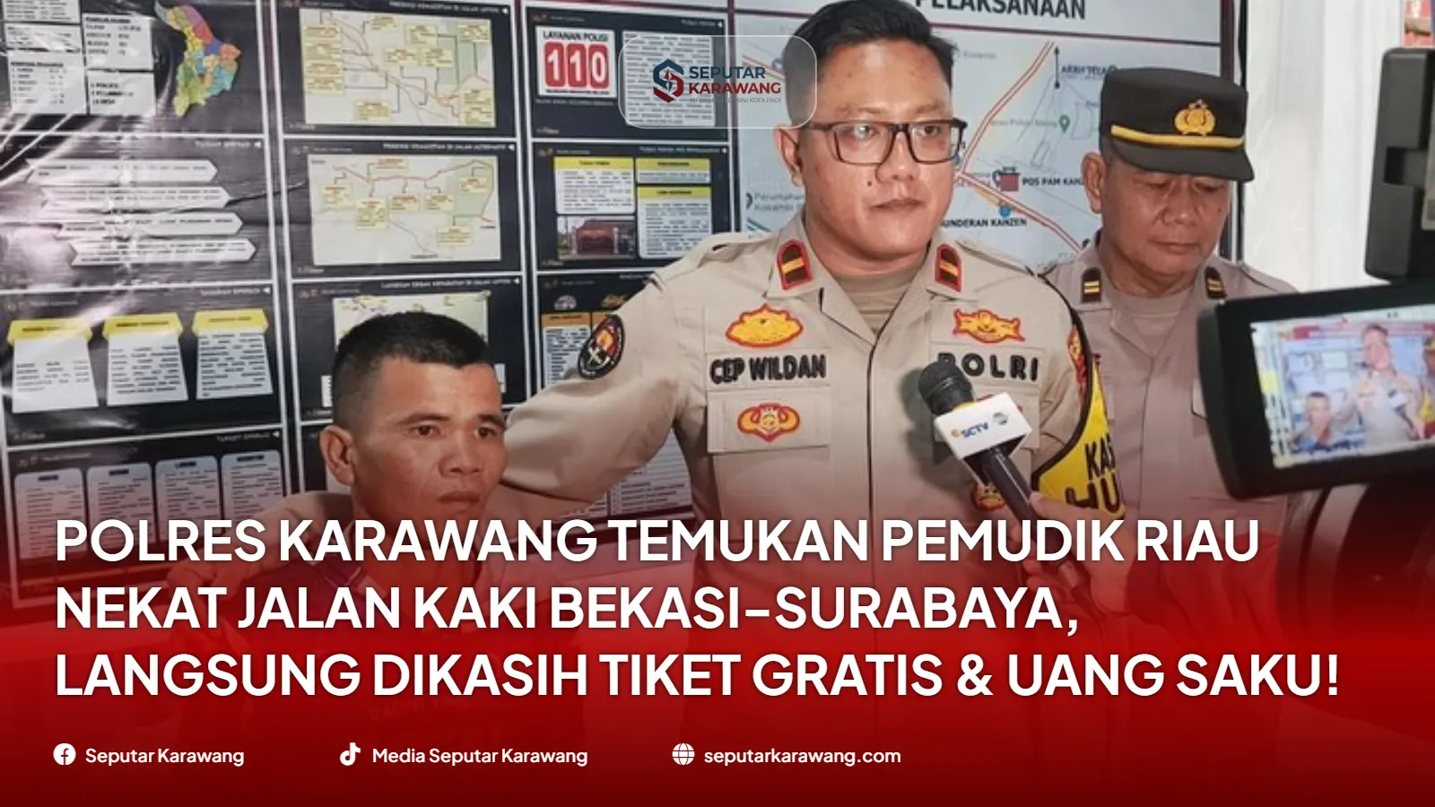 Polres Karawang Temukan Pemudik Riau Nekat Jalan Kaki Bekasi-Surabaya, Langsung Dikasih Tiket Gratis & Uang Saku!