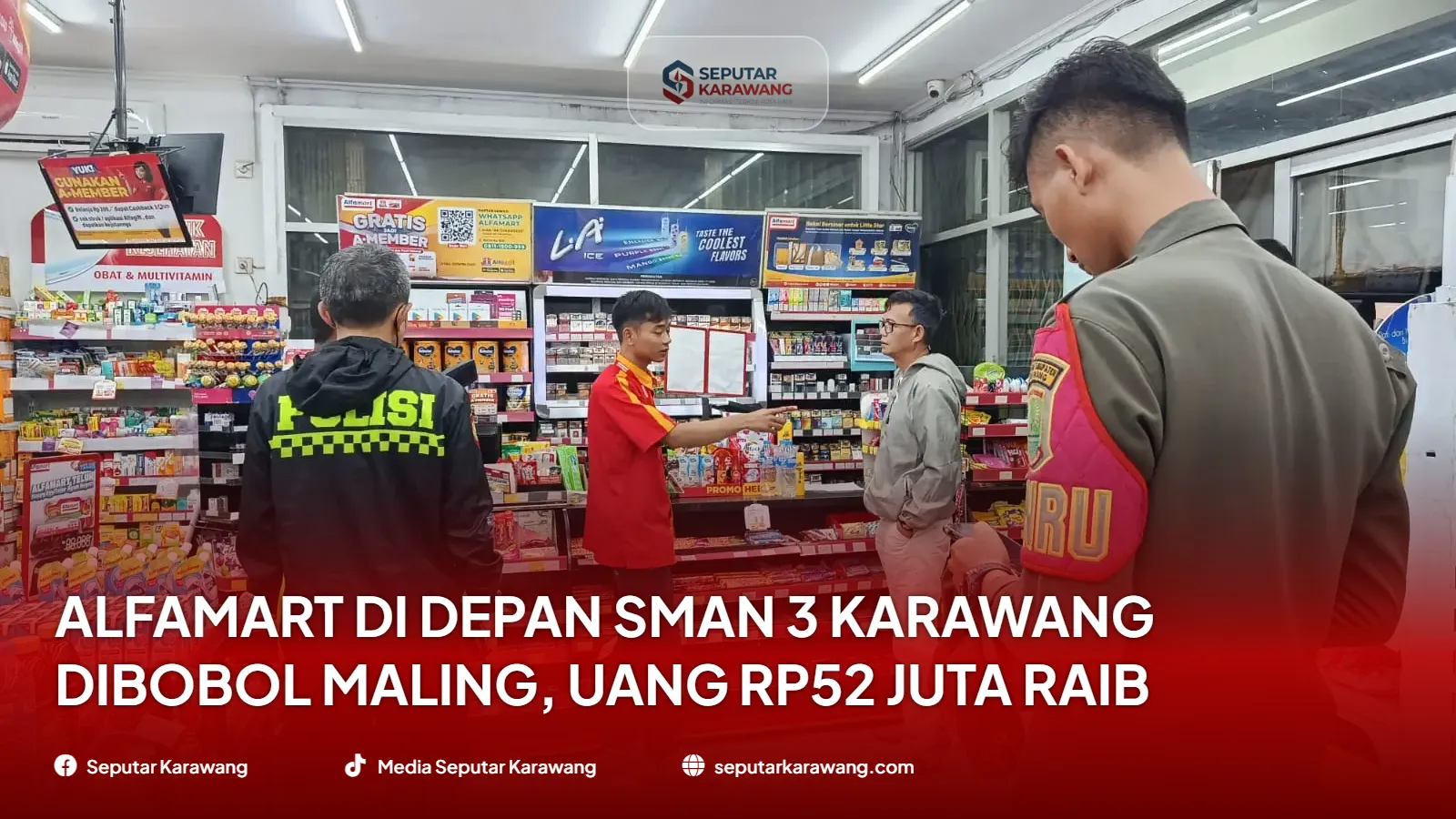 Alfamart di Depan SMAN 3 Karawang Dibobol Maling, Uang Rp52 Juta Raib
