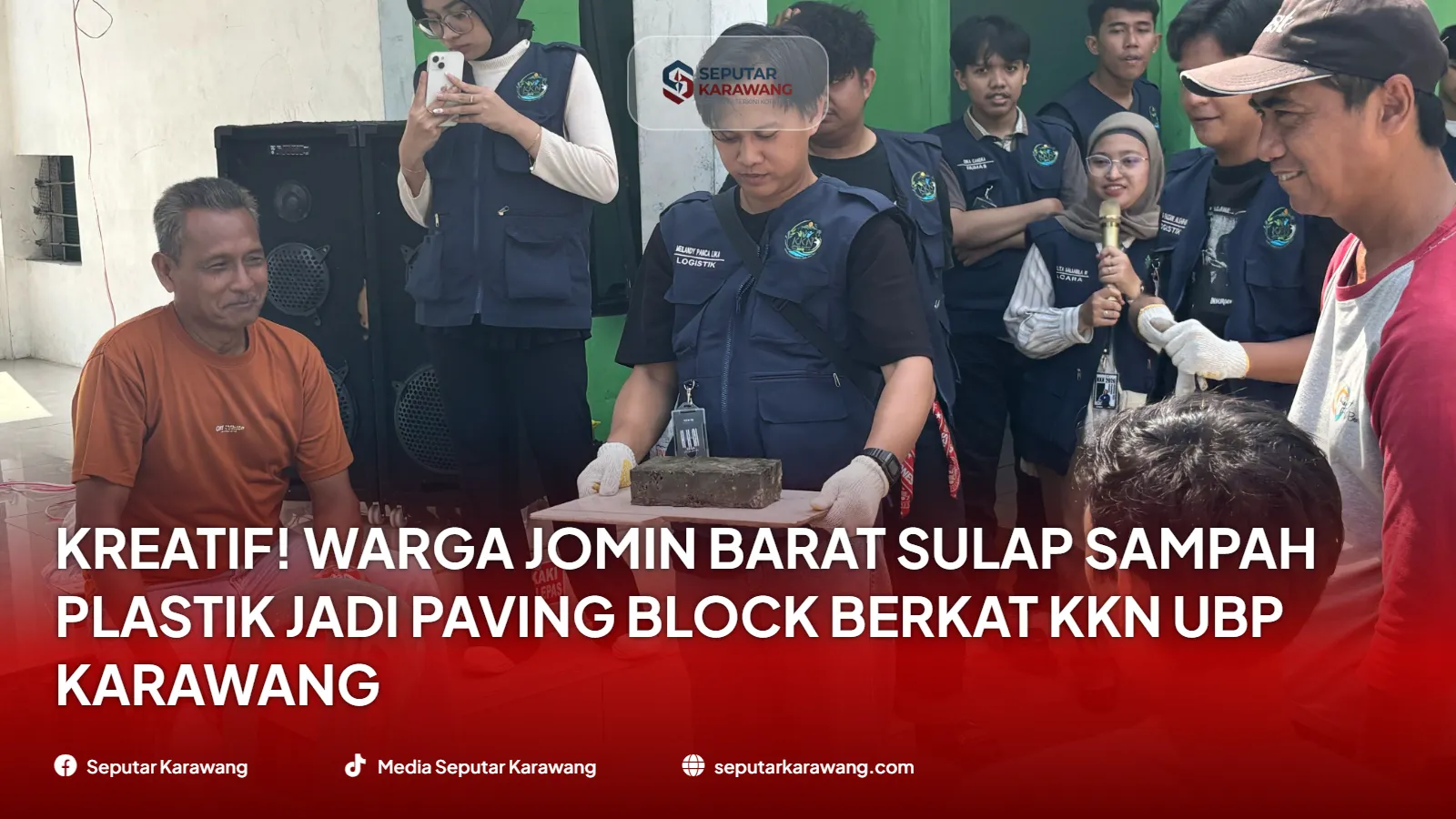 Kreatif! Warga Jomin Barat Sulap Sampah Plastik Jadi Paving Block Berkat KKN UBP Karawang