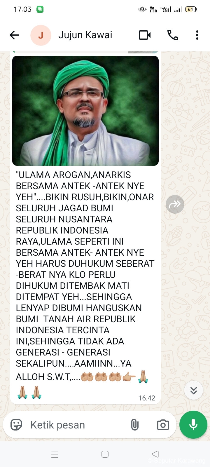 Viral Pesan Ancaman Terhadap Habib Rizieq, Pria di Karawang Beri Klarifikasi dan Minta Maaf