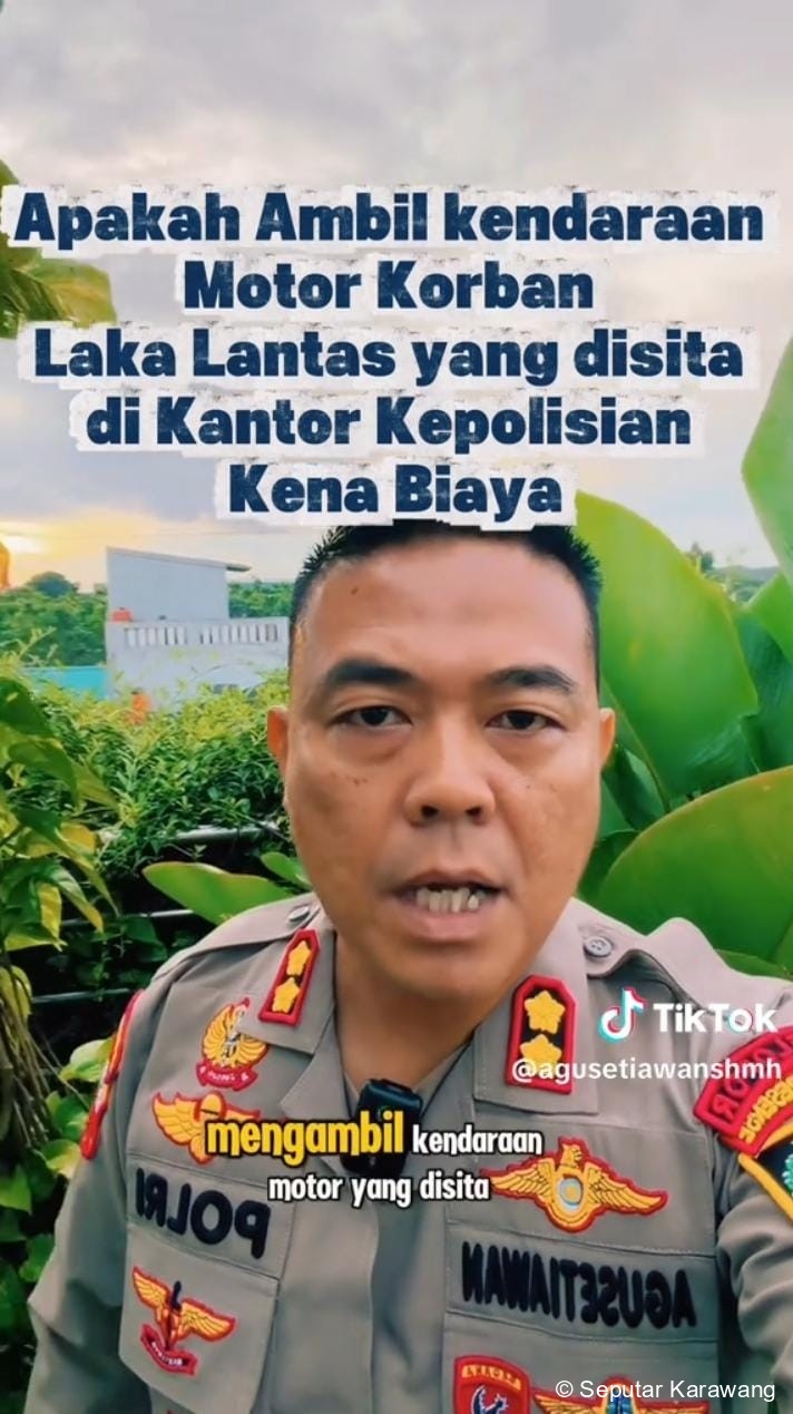 Pengambilan Kendaraan Barang Bukti Laka Lantas di Kepolisian Dipastikan Gratis