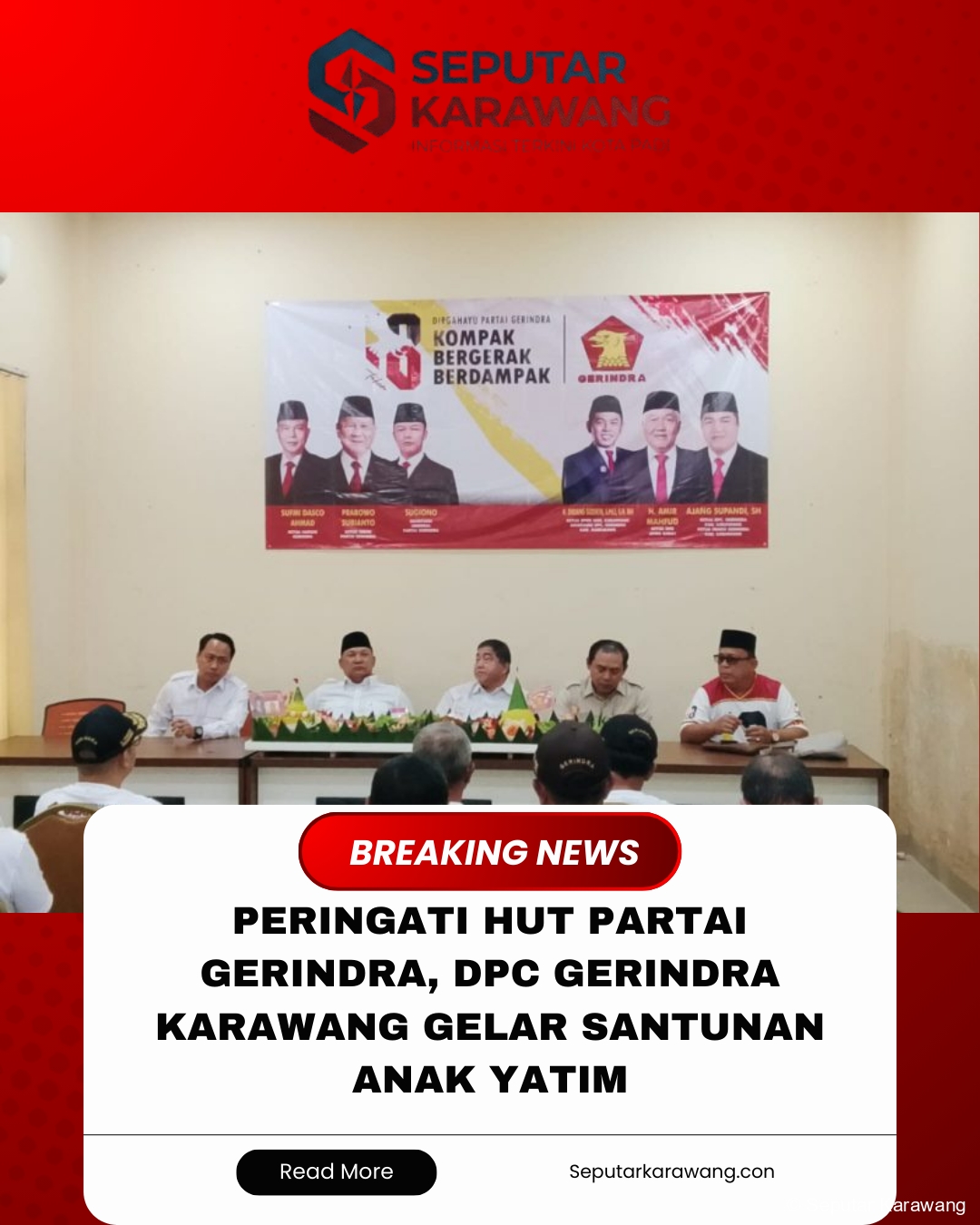 Peringati HUT Partai Gerindra, DPC Gerindra Karawang Gelar Santunan Anak Yatim